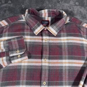 UNTUCKit Shirt Mens 2XL XXL Red Black Plaid Flannel Twill Button Down Cotton